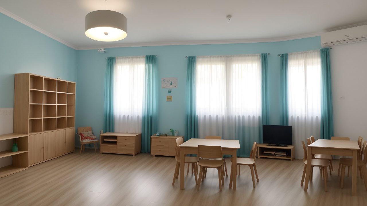 Sala de aula montessori com mobiliário adequado e crianças interagindo em atividades educativas, promovendo a autonomia.
