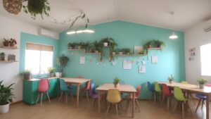 Alunos em sala de aula com recursos de adaptação curricular, promovendo a educação inclusiva e o aprendizado colaborativo