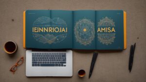 Ilustração de uma pessoa estudando espanhol básico online, com livros e elementos visuais que representam aprendizado e viagem.