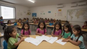 Imagem ilustrativa da Lei 10.436/2002 sobre Libras, mostrando a inclusão da comunidade surda e o uso da língua de sinais em sala de aula.