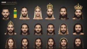 Ilustração dos cinco princípios do Direito Administrativo: legalidade, impessoalidade, moralidade, publicidade e eficiência, aplicados em um cenário governamental.