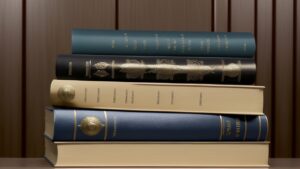 Representação visual da aplicação da LINDB com livros jurídicos, documentos legais e balança da justiça em ambiente formal