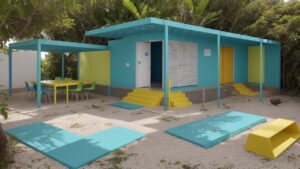 Agente de apoio escolar auxiliando aluno em ambiente educacional inclusivo e acolhedor