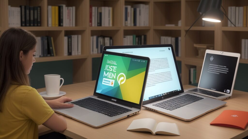 Jovem estudante acessando inscrição do Sisu 2026 online com cursos Educamundo ao fundo