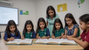 Ambiente de educação com elementos de neuroaprendizagem e preparação para PSS 2025 na Secretaria de Educação DF