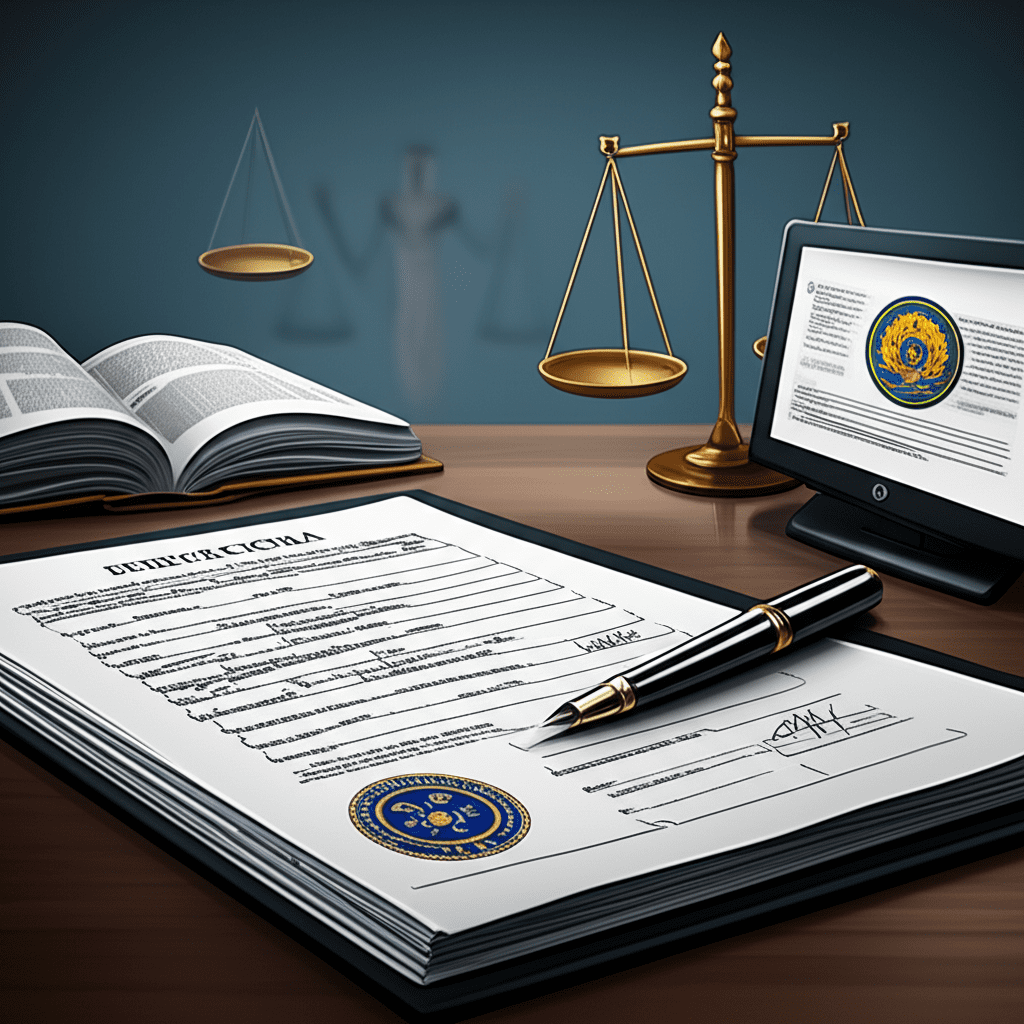 Ilustração representando o poder regulamentar e princípio da autotutela na Administração Pública com decretos e símbolos jurídicos