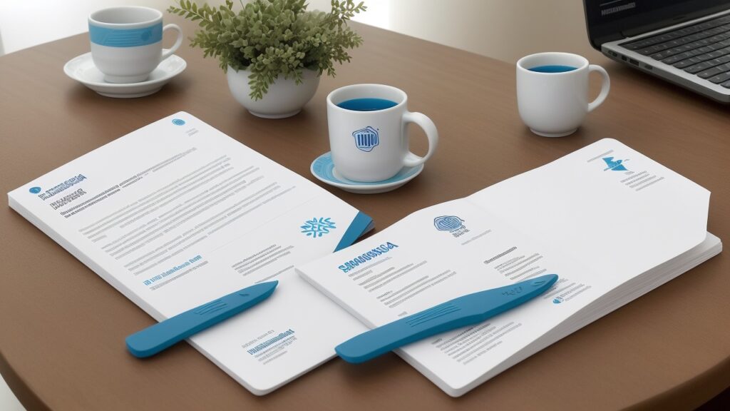 Ilustração de pessoa declarando coparticipação do plano de saúde no Imposto de Renda com computador e documentos