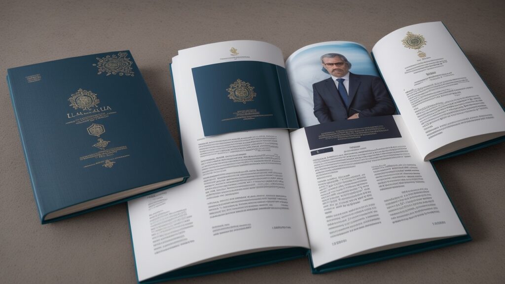 Livro do Estatuto da OAB aberto com símbolos da advocacia brasileira como a balança da justiça e toga