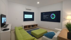 Sala de aula moderna com tecnologias digitais que promovem aprendizagem personalizada e engajamento dos alunos