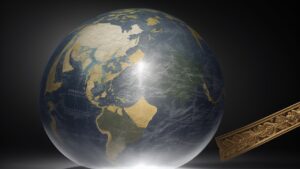 Ilustração conceitual sobre obrigações erga omnes aplicadas no direito internacional e direitos de propriedade universal