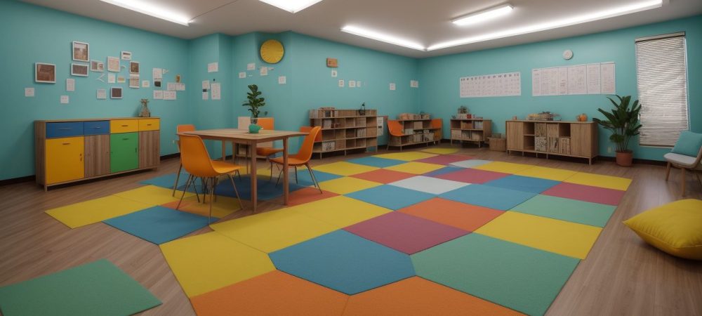 Sala de aula vibrante com jovens e adultos envolvidos em atividades de alfabetização e aprendizado