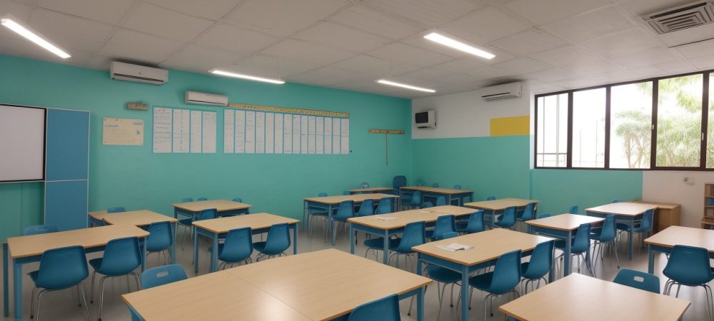 Educadores discutindo a implementação da BNCC na gestão escolar em ambiente moderno