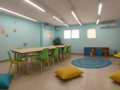 Ambiente de aprendizado acolhedor com crianças recebendo reforço escolar personalizado