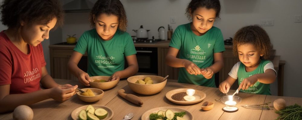 Imagem mostrando adaptações e técnicas de AVD para cegos, como utensílios e recursos táteis, promovendo autonomia e qualidade de vida