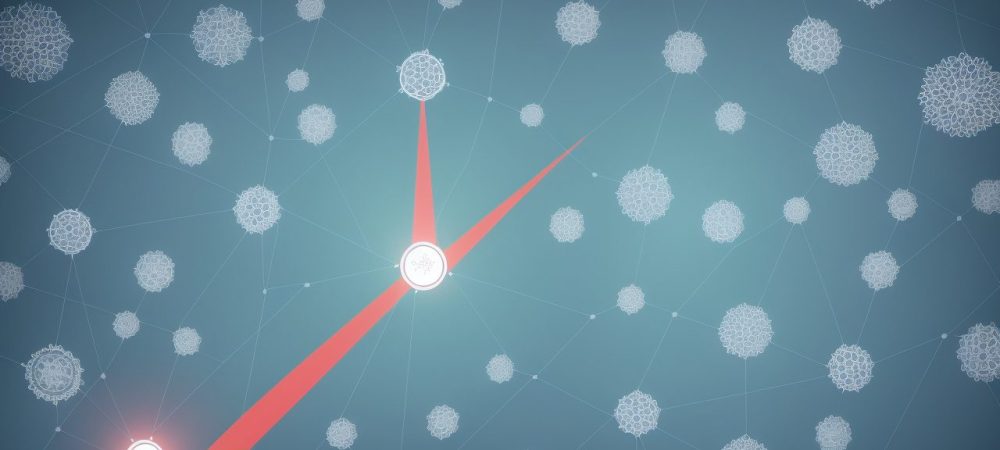 Imagem representando a gestão do tempo e produtividade no trabalho, com um relógio e elementos visuais de organização pessoal.