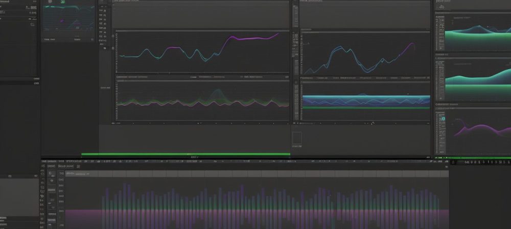 Tela de um editor de vídeo Adobe Premiere com interface intuitiva, mostrando a linha do tempo e ferramentas de edição.