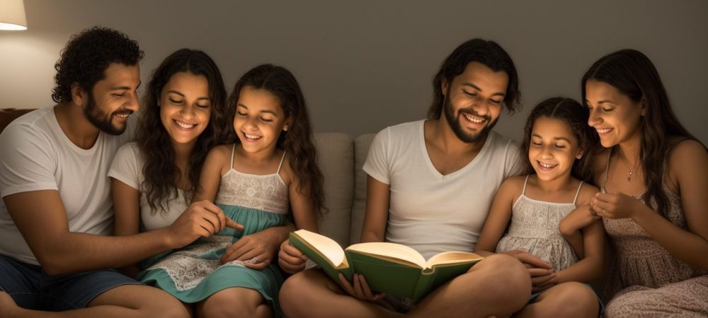 Imagem de uma família feliz, representando o processo de adoção e o amor que a adoção traz.