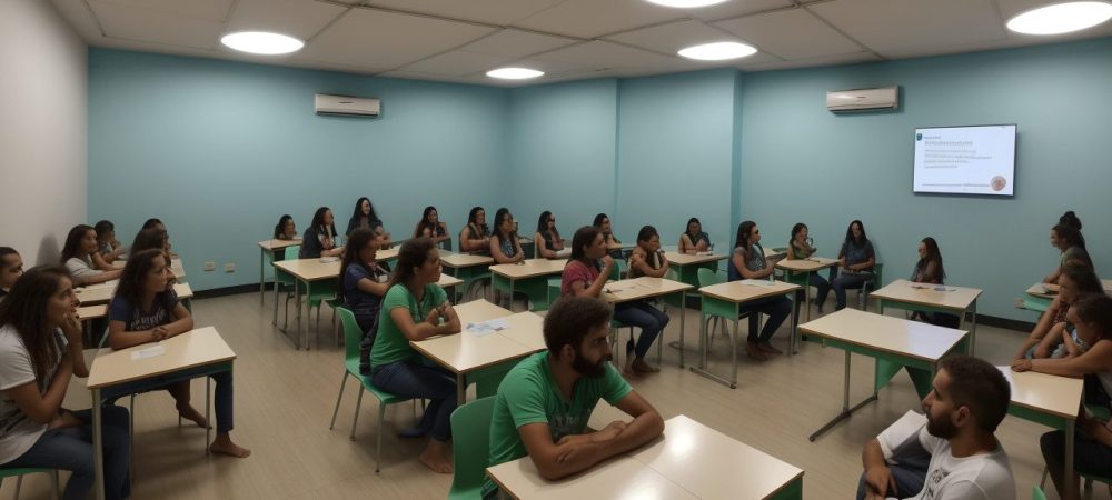 Professor orientando alunos sobre agressividade infantil e como lidar com conflitos em sala de aula