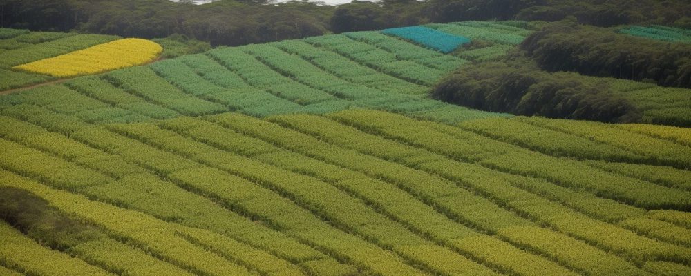 Imagem mostrando implementos e máquinas agrícolas modernas em ação, representando a agricultura de precisão e suas técnicas inovadoras