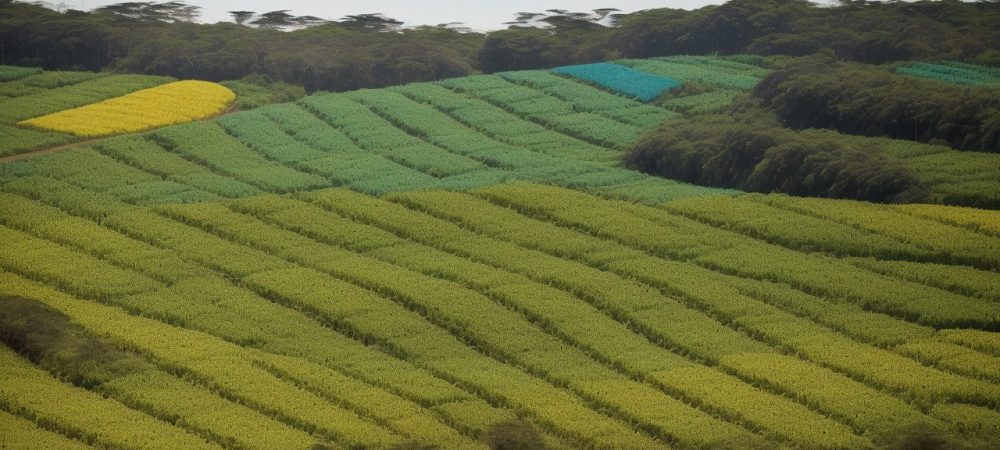 Imagem mostrando implementos e máquinas agrícolas modernas em ação, representando a agricultura de precisão e suas técnicas inovadoras
