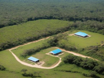 Imagem de um profissional utilizando ferramentas de topografia e georreferenciamento em um ambiente de trabalho, representando o curso de agrimensura.