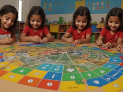 Crianças engajadas em atividades de alfabetização na prática, utilizando jogos e materiais lúdicos para aprender a ler e escrever