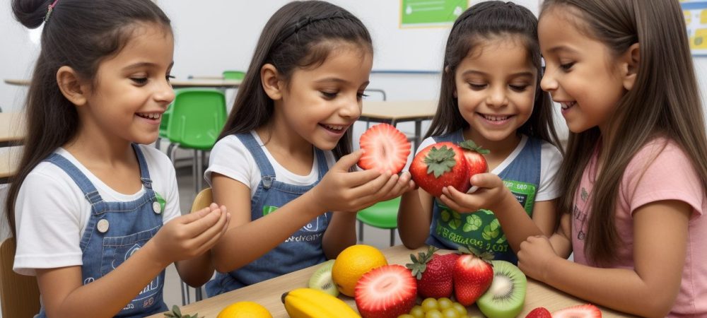 Alimentação Escolar: Merenda Saudável e o PNAE Crianças recebendo merenda escolar nutritiva, com foco no Programa Nacional de Alimentação Escolar (PNAE) e alimentação saudável na escola.