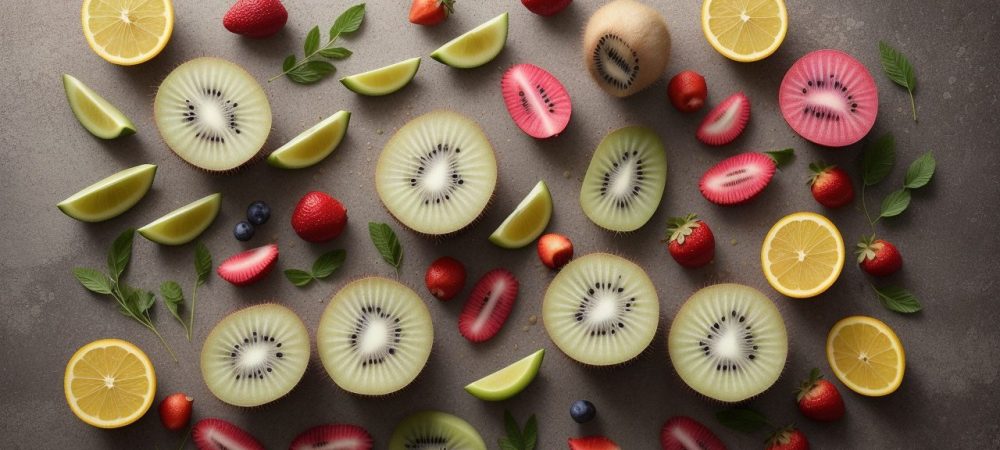 Ilustração de pratos com alimentos saudáveis, como frutas, verduras e proteínas, representando uma alimentação equilibrada e um plano alimentar eficaz para nutrição e saúde.