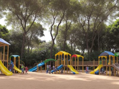 Crianças felizes praticando exercícios e se alimentando de forma saudável para combater a obesidade infantil, com foco na atividade física e alimentação equilibrada.