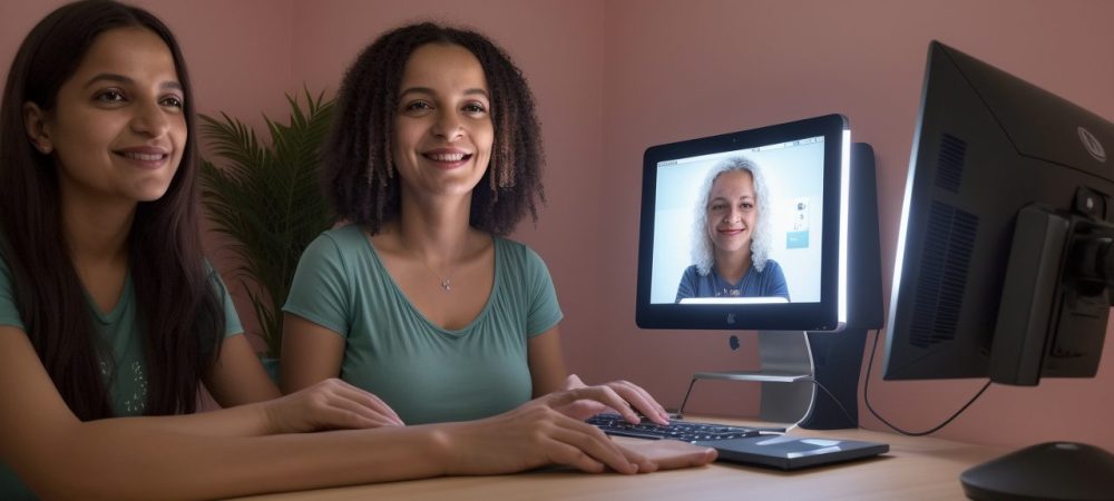 Mãe servidora pública amamentando seu bebê em um ambiente de trabalho acolhedor, com apoio de um curso de amamentação.