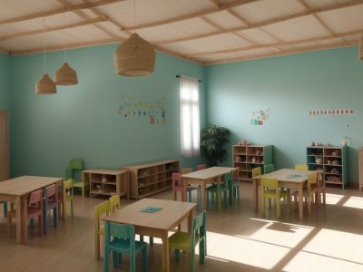 Crianças em um ambiente Montessori, explorando materiais educativos e desenvolvendo autonomia.