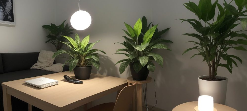 Mesa organizada com computador, agenda e materiais de escritório, representando a organização do ambiente de trabalho para aumentar a produtividade