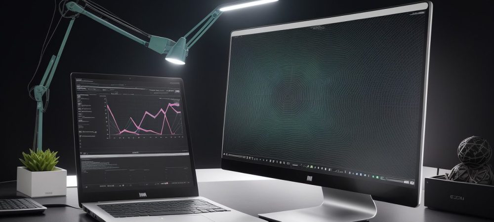 Ilustração de um gráfico de análise de crédito sendo analisado por um profissional, representando a gestão financeira e o score de crédito.