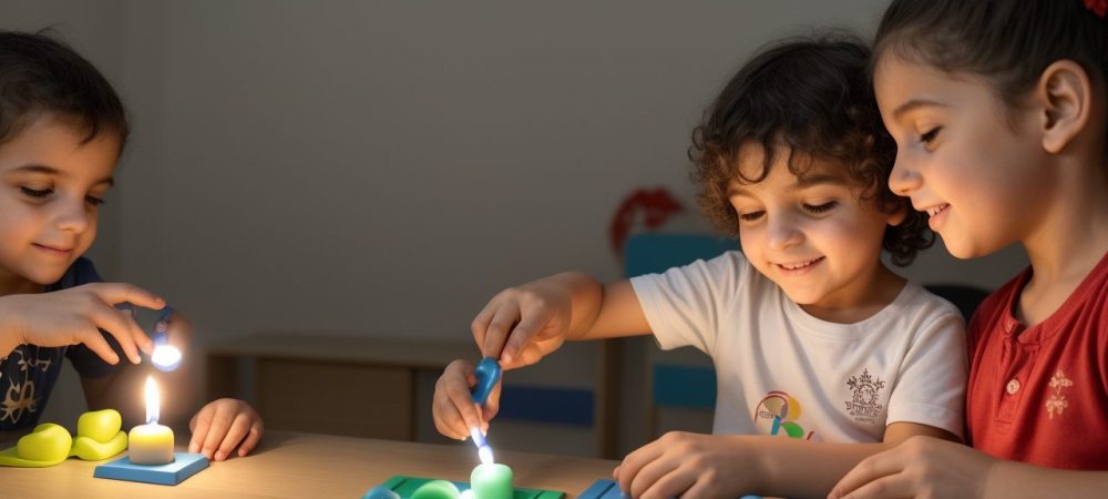 Imagem ilustrando o curso de análise do comportamento aplicada ao autismo, mostrando um ambiente de aprendizado e interação com crianças