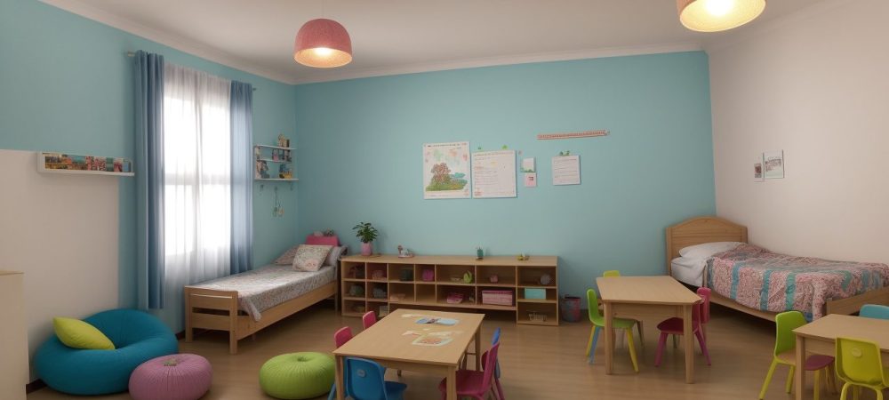 Professores e crianças em ambiente de análise do comportamento aplicada ao autismo, com foco em técnicas ABA e reforço positivo