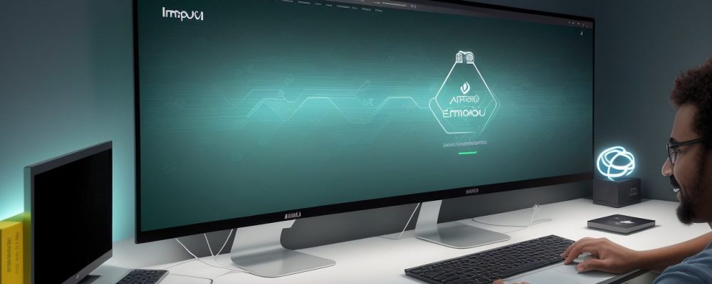 Ilustração de um servidor público estudando HTML5 em um curso online, com foco em acessibilidade e criação de sites