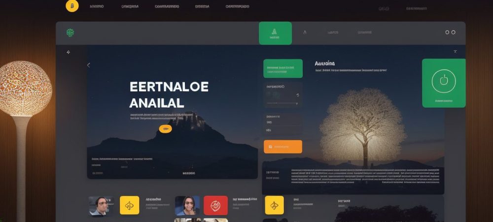 Ilustração de aulas de inglês online, com estudantes interagindo e praticando a fluência em um ambiente virtual