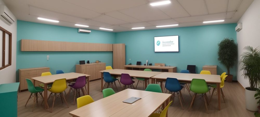 Educadores e alunos engajados em atividades de aprendizado colaborativo e personalização do ensino, com foco em curso online de técnicas de aprendizado.