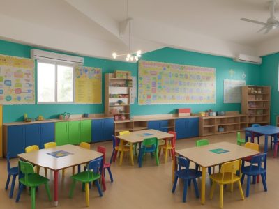 Crianças envolvidas em atividades educativas e brincadeiras na educação infantil, promovendo o desenvolvimento infantil.