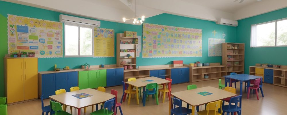 Crianças envolvidas em atividades educativas e brincadeiras na educação infantil, promovendo o desenvolvimento infantil.