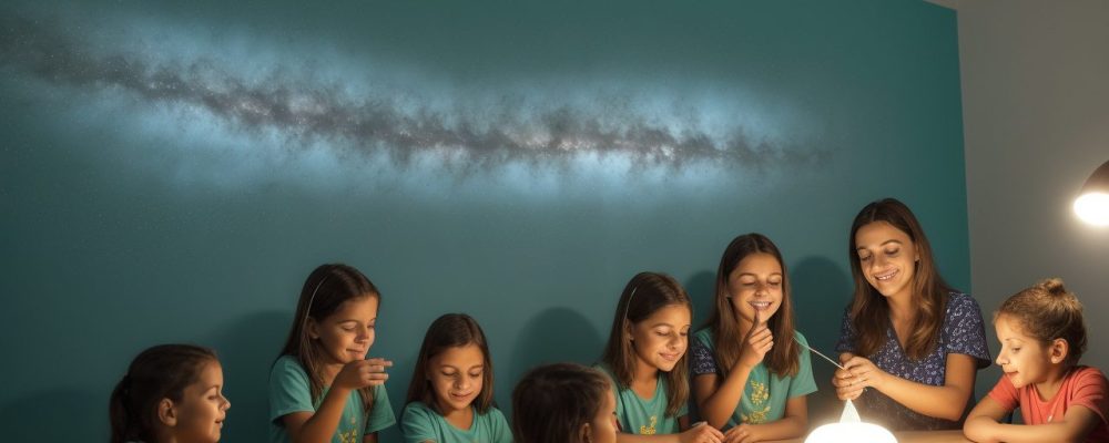 Estudantes em sala de aula realizando experiências práticas para o ensino de ciências