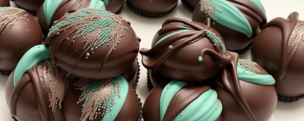 Bombons decorados e esculturas de chocolate exibem a arte em chocolate, com detalhes e técnicas de confeitaria