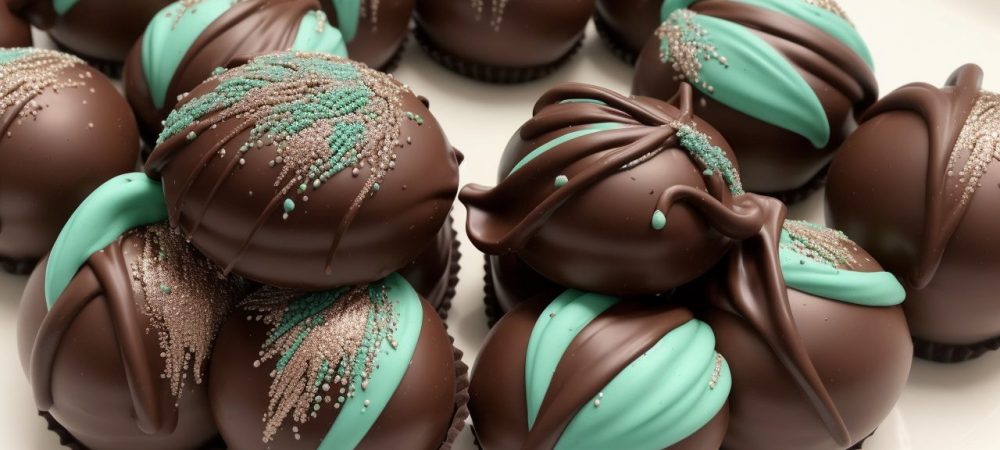 Bombons decorados e esculturas de chocolate exibem a arte em chocolate, com detalhes e técnicas de confeitaria