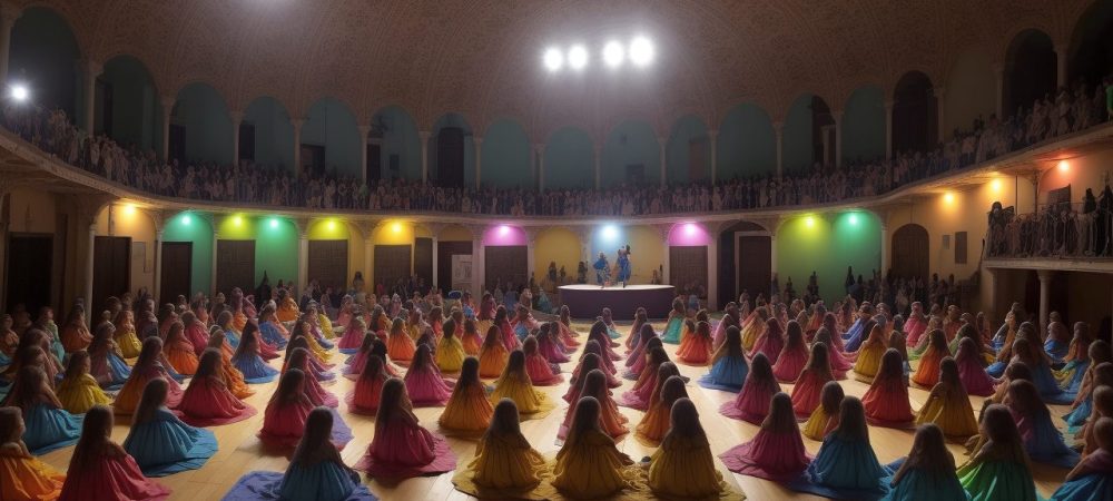 Crianças engajadas em atividades de arte na sala de aula, com foco em educação artística e desenvolvimento da criatividade.