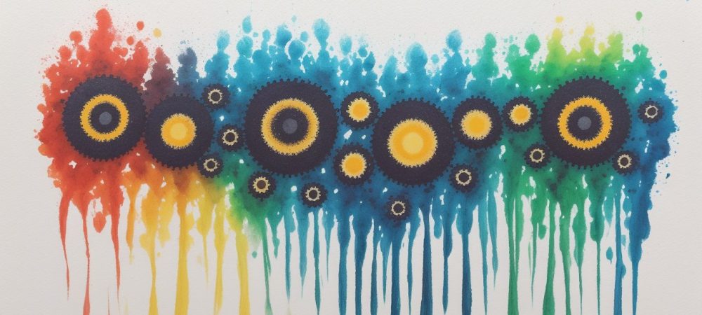 Ilustração de arteterapia com pinceladas vibrantes, representando a expressão de emoções e o processo de cura.