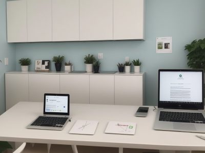 Imagem de um assistente contábil trabalhando em um escritório moderno, com foco em rotinas contábeis e plano de contas.