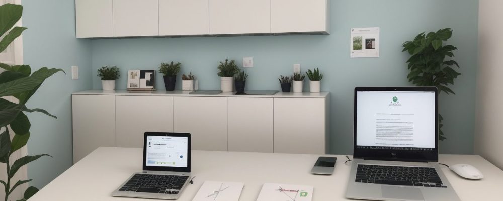 Imagem de um assistente contábil trabalhando em um escritório moderno, com foco em rotinas contábeis e plano de contas.