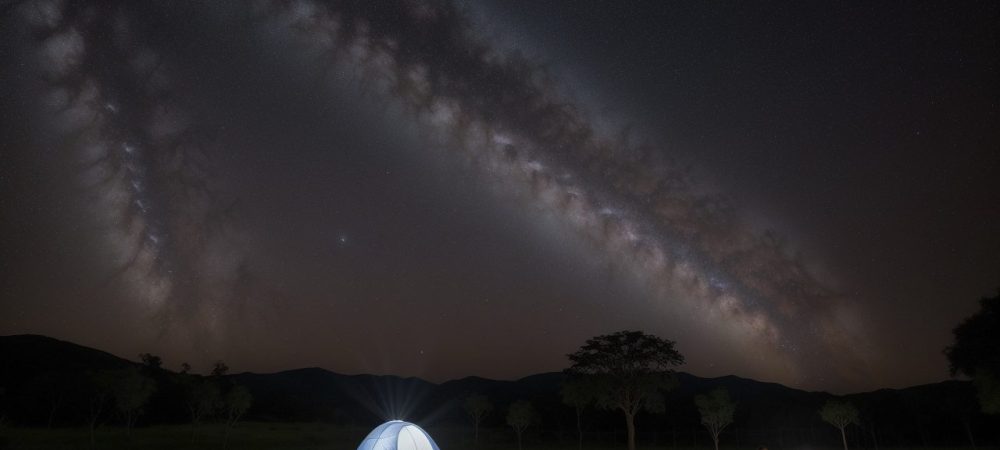 Imagem de um educador e crianças usando um telescópio para astronomia, explorando o céu noturno, representando astronomia para iniciantes.