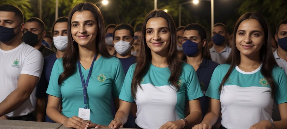 Servidores públicos em interação com cidadãos, demonstrando atendimento humanizado e focado na qualidade do serviço público