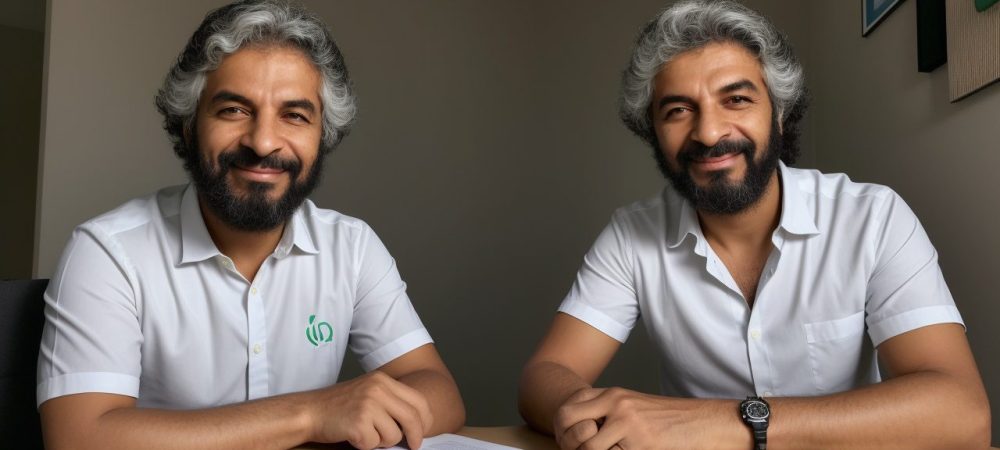 Imagem de um servidor público sorrindo, interagindo com um cidadão, simbolizando atendimento humanizado e qualidade no serviço público.